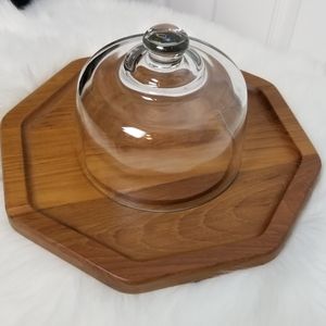 Vintage  Teak Octagonal Server